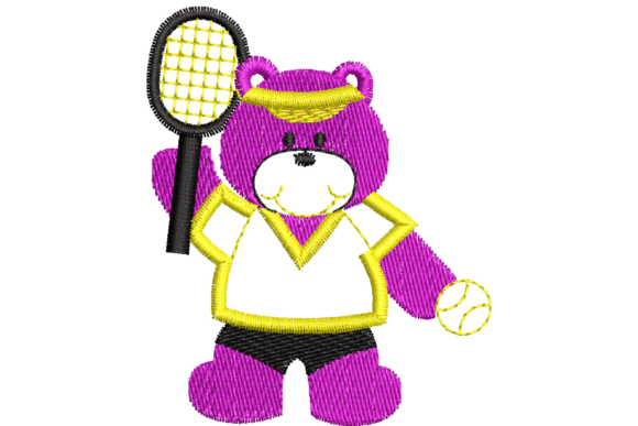Bear Playing Tennis Embroidery Design
