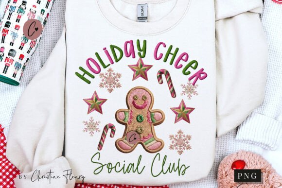 Faux Embroidery Christmas Social Club