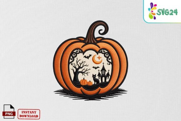 Halloween Pumpkin Scene Embroidery PNG Review