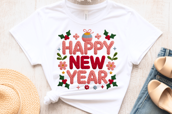 Happy New Year Knitted Embroidery PNG Review