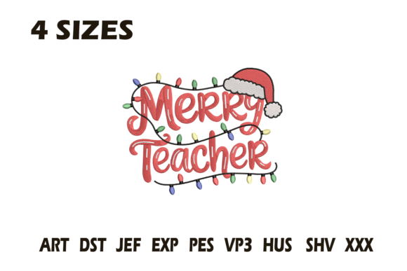 Merry Teacher Christmas Lights Embroidery Review