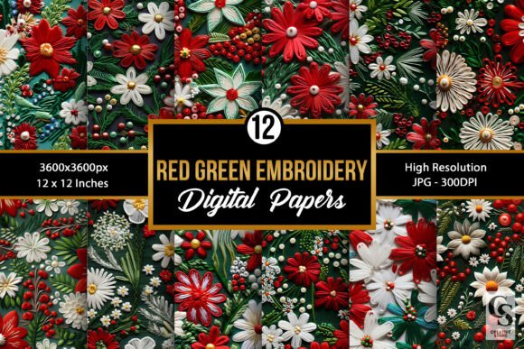 Red Green Floral Embroidery Pattern Review